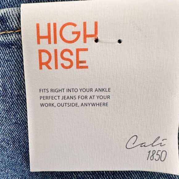 NWT Cali 1850 Jogger Jeans High Rise Destructed Rigid Denim 14 - Picture 5 of 6